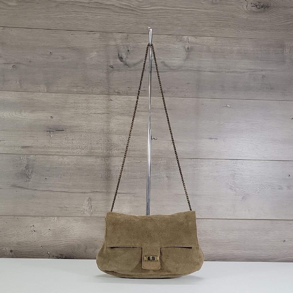 Free People Olive Green Suede Leather Shoulder Bag